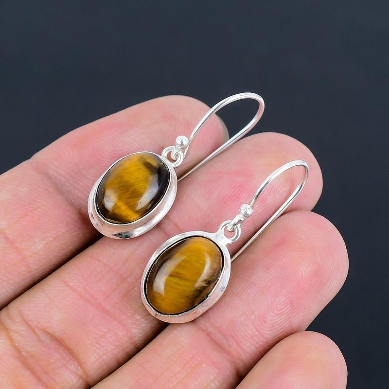 Серьга-капля Тигровый глаз 925 стерлинговое серебро Ручная работа Легкая серьга Ручная работа Подарок для лучшей девушки Подарок для нее День благодарения