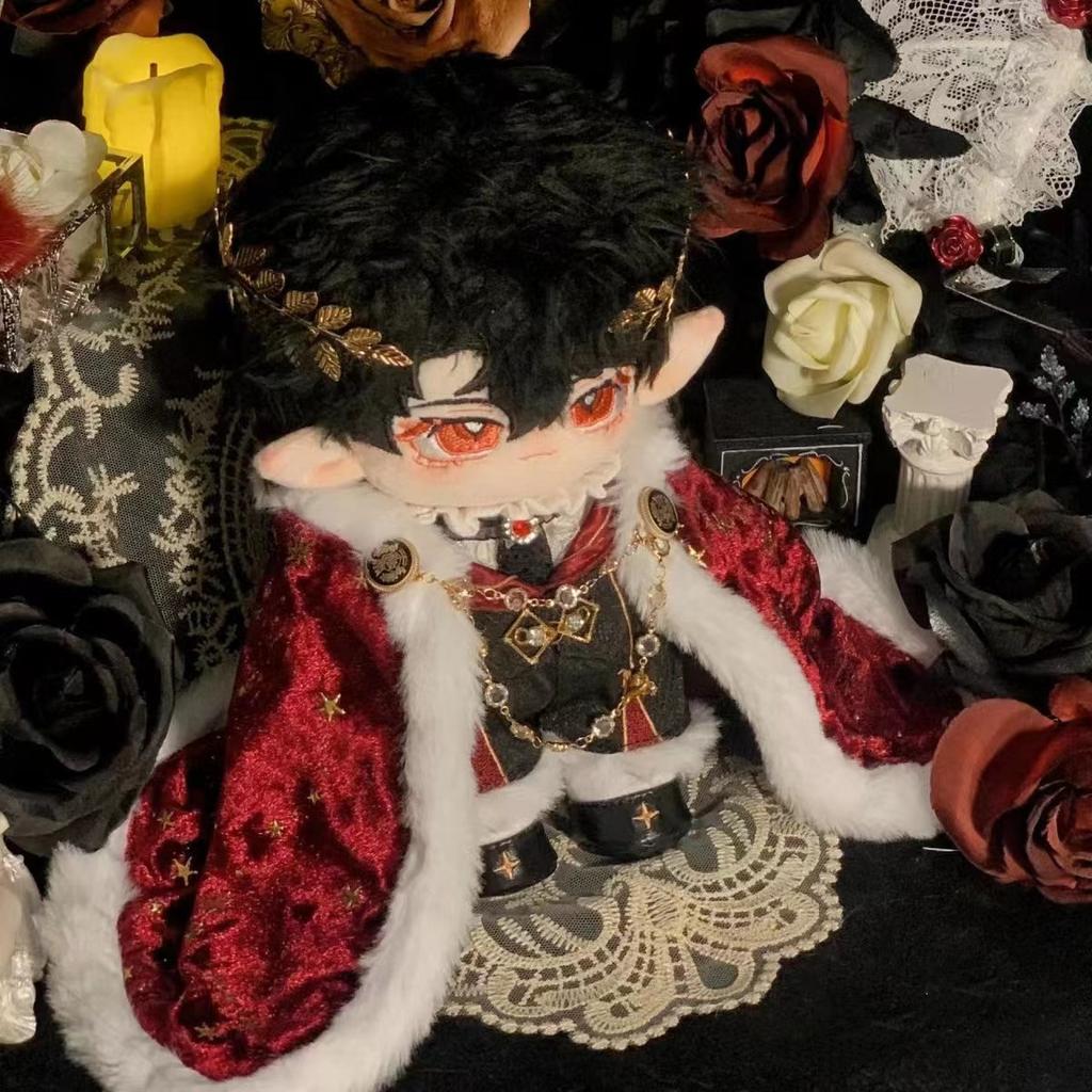 20 см ретро плюшевая кукольная одежда головной убор пальто брюки обувь драгоценный камень красный пламя комплект мягкая плюшевая игрушка наряд аксессуары