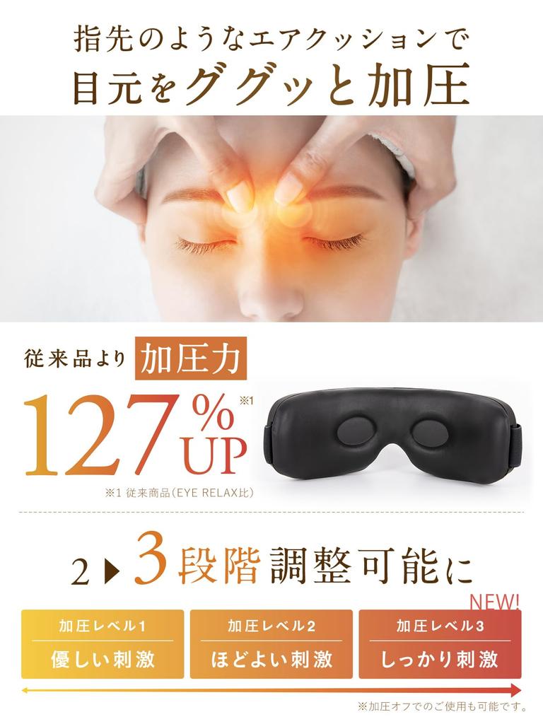 NIPLUX EYE RELAX S Eye Warmer Eye Mask Hot Eye Mask Rechargeable Eye Beauty Eye Care Bluetooth Function Music NIPLUX Black [New Release]