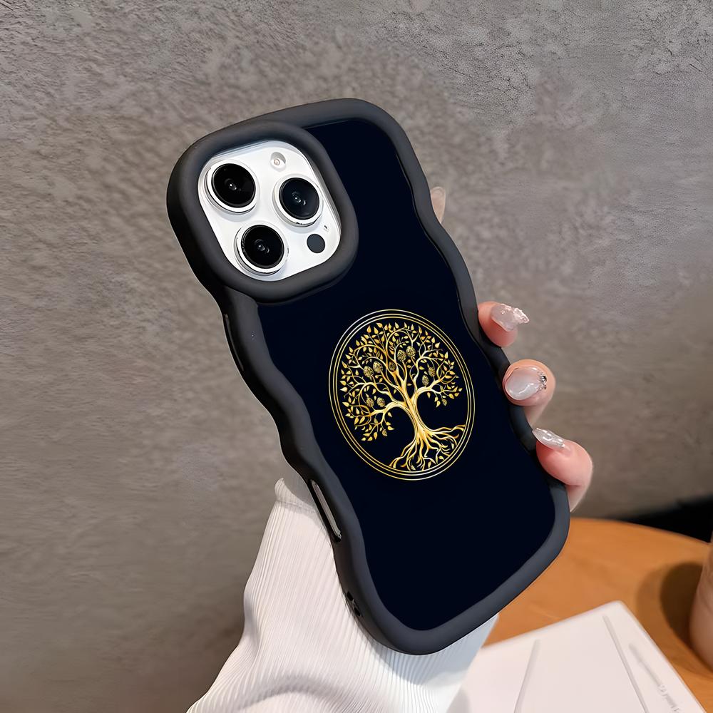 Чехол для мобильного телефона 'Древо Жизни Мира' для iPhone 17 16 15 14 13 12 11 Air Pro Max Plus Волнистый Край ТПУ Цветной Чехол Роскошный Чехол