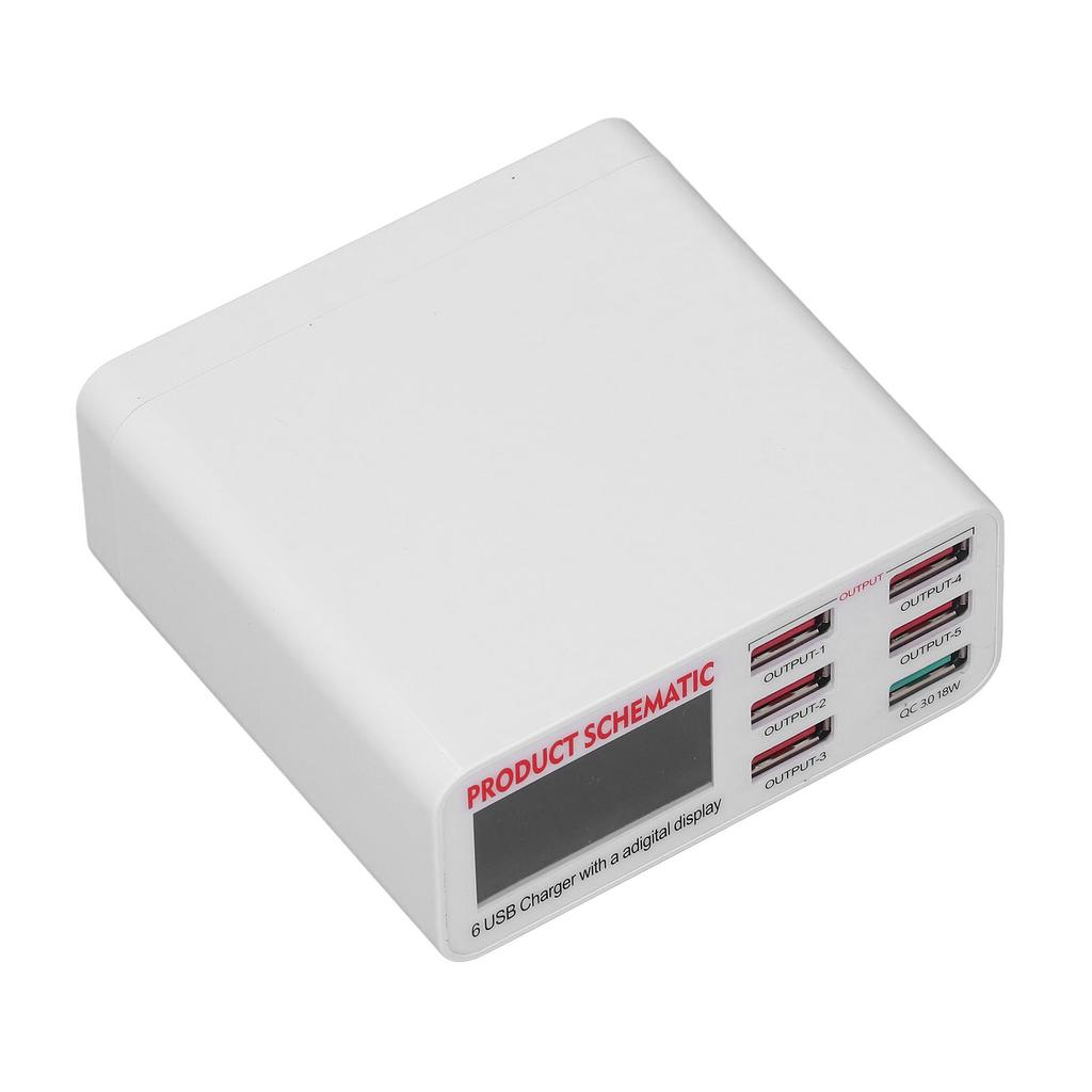 6 выходных портов USB зарядного блока с интеллектуальным цифровым дисплеем USB зарядная головка AC 110?240В