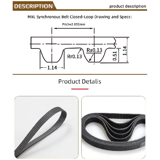 5/10pcs MXL Timing belt B108 B110 B111 B112 B113 Width 6/10mm Synchronous belt 86MXL 88MXL 89MXL 90MXL Pitch 2.032mm