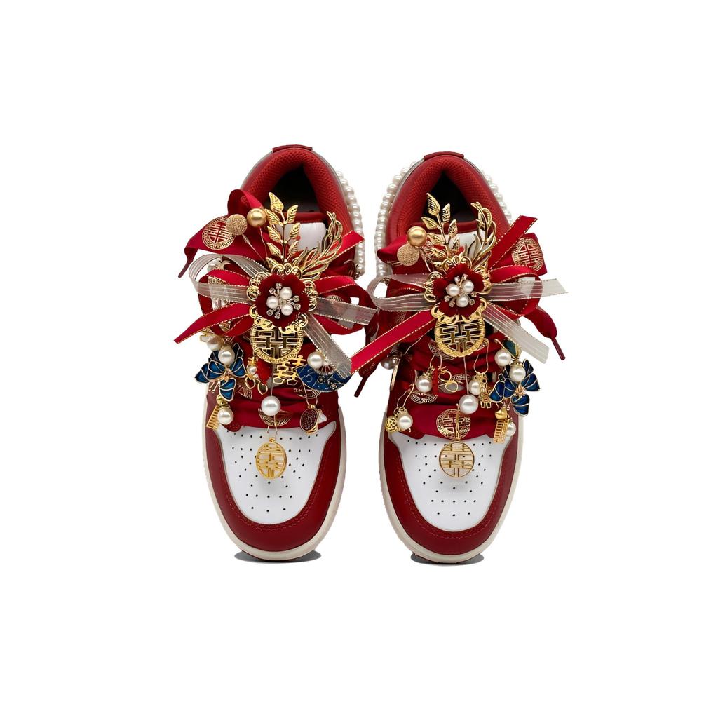Jordan Air Jordan 1 Nichang Gold Ribbon Cushioning, Wear Resistant Low top Vintage Basketball Shoes Women's Red FJ3465-160(Team1321-SBOX)