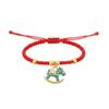 Fortune Lucky Pony Red Rope Chinese Style Horse Pendant Bracelet Red Rope Weave Bracelet  Girls