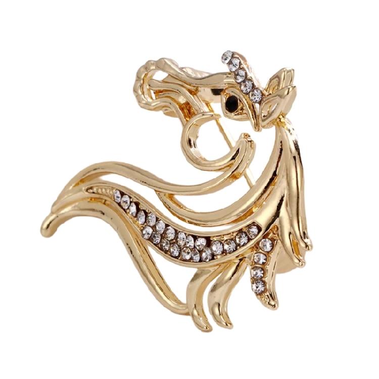 Shining Horse Head Decorative Pin Brooch Premium Alloy Material Crystal Accents Versatile For Daily Occasions Party