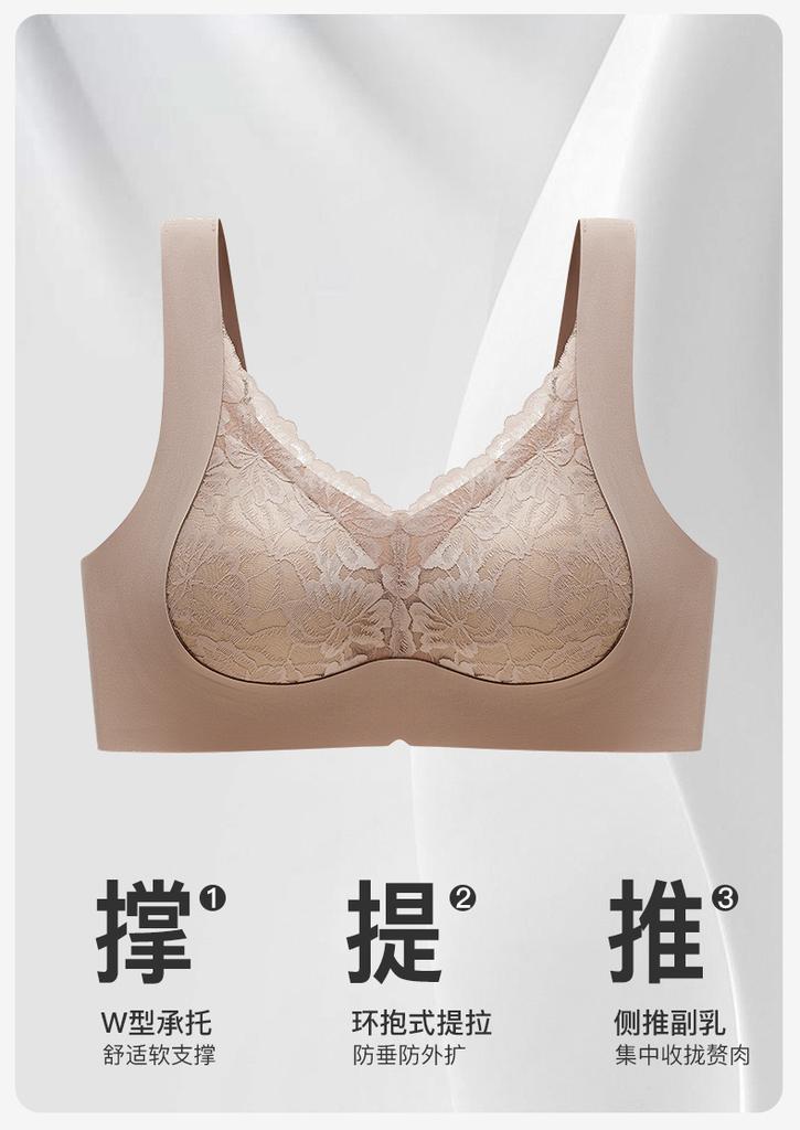 Fenteng [Anti Gravity Pulling] Lace Underwear Women's Non Steel Ring Soft Support Bra