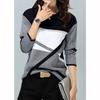 Women Winter Blouses T Shirt Geometric Contrast Long Full Sleeve Print Loose Women Shirts Spring Autumn Elegant