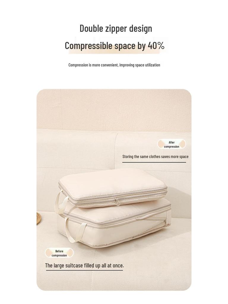 Four-Piece Travel Compression Bag Set for Clothes, Underwear, Toiletries, and Cosmetics
