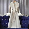 2025 Women's French Double-Faced Wool Coat with Cashmere & Real Fox Fur