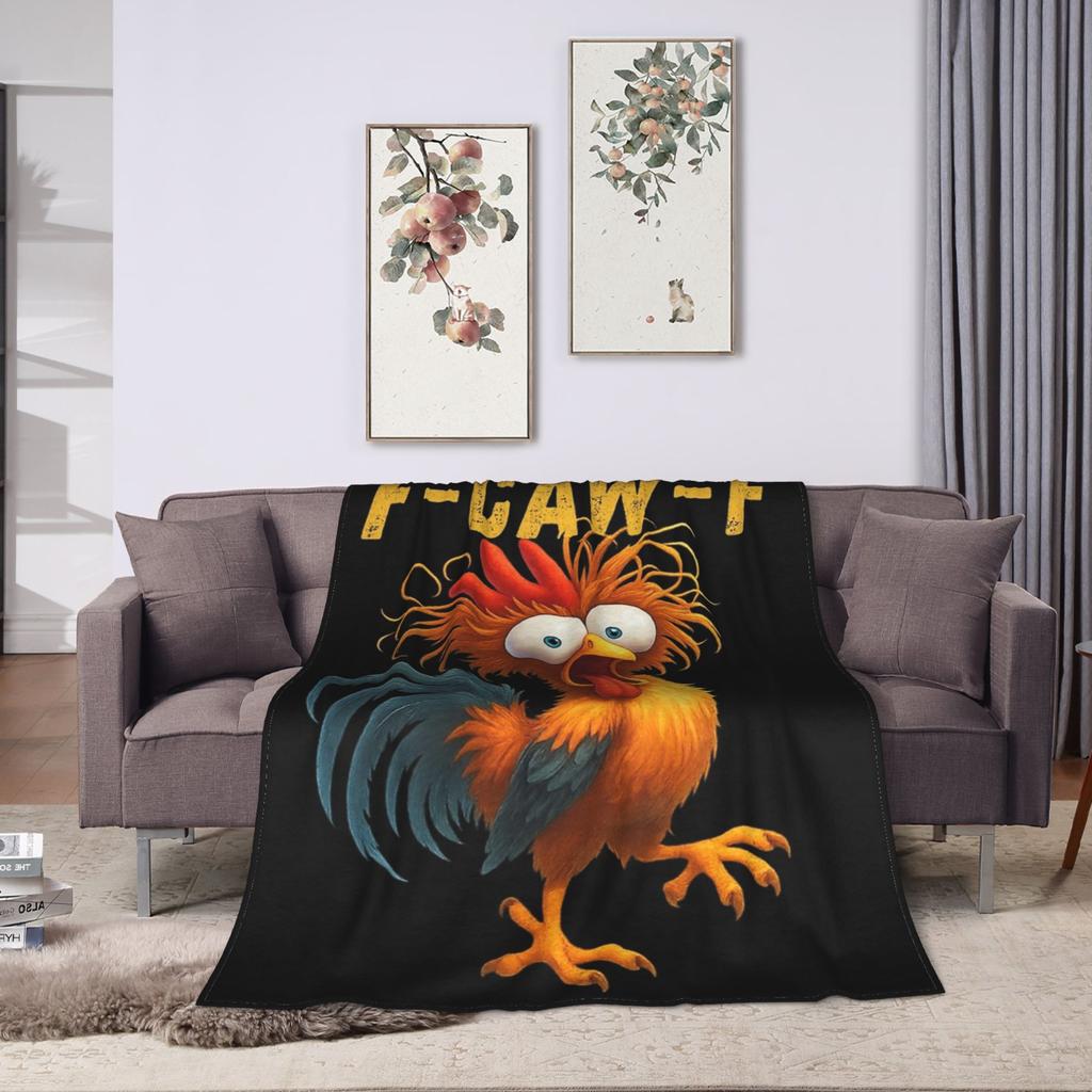 F-Caw-F Chicken Funny Fashion Blanket Fleece Decoration Multi-function Lightweight Throw Fashion Blanket for Bed Bedroom Plush Thin Quilt