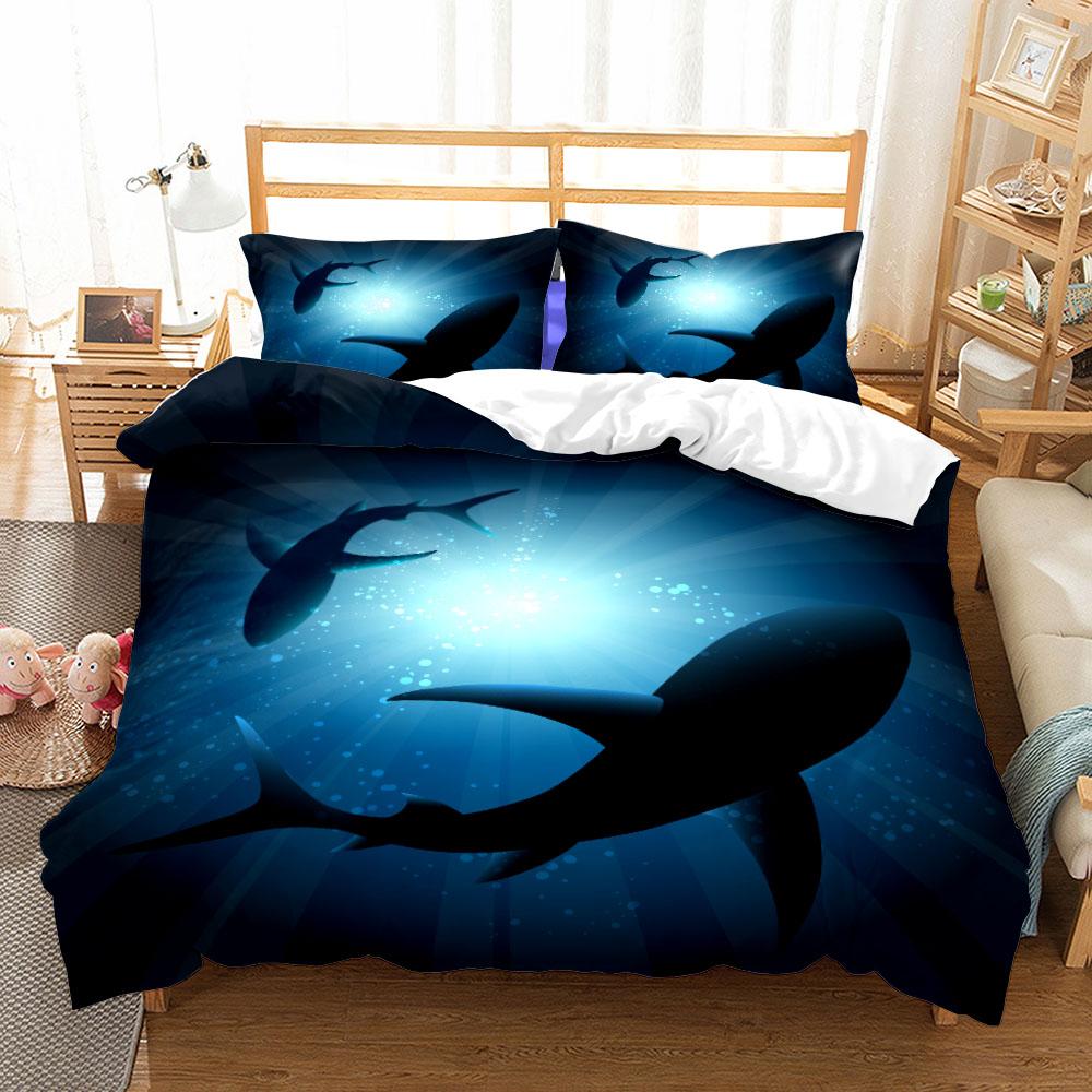 Комплект постельного белья «Акулы под водой» Маленький Односпальный Полуторный Двуспальный Королевский Кинг Калифорнийский Кинг Размер Комплект постельного белья