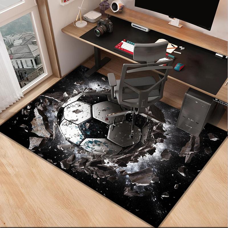 Flaming Soccer Ball Office Rug Chair Mat, Entryway Carpet, Suitable for Front Door, Bedroom, Living Room, Desk, Holiday Gift