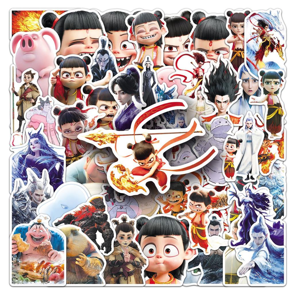 60 Наклеек Граффити Нечжа Персонализированные Мультяшные Горячие Китайские Комиксы Декоративный Набор Наклейки для Чемодана Чехла для Мобильного Телефона Компьютера