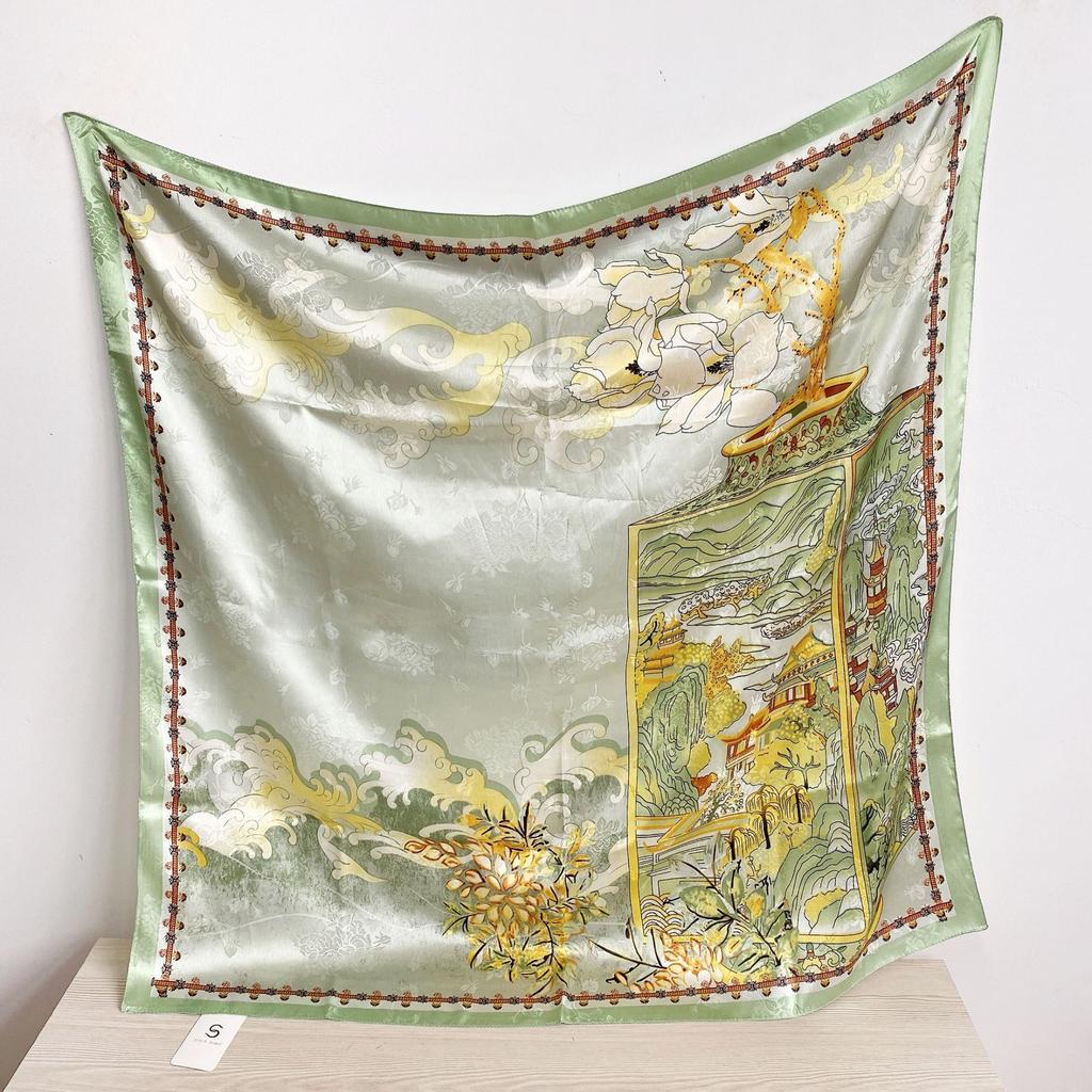 90 см квадратный большой квадратный шарф Four Seasons, роскошная декоративная рубашка, профессиональный платок, повязка на голову, солнцезащитный платок