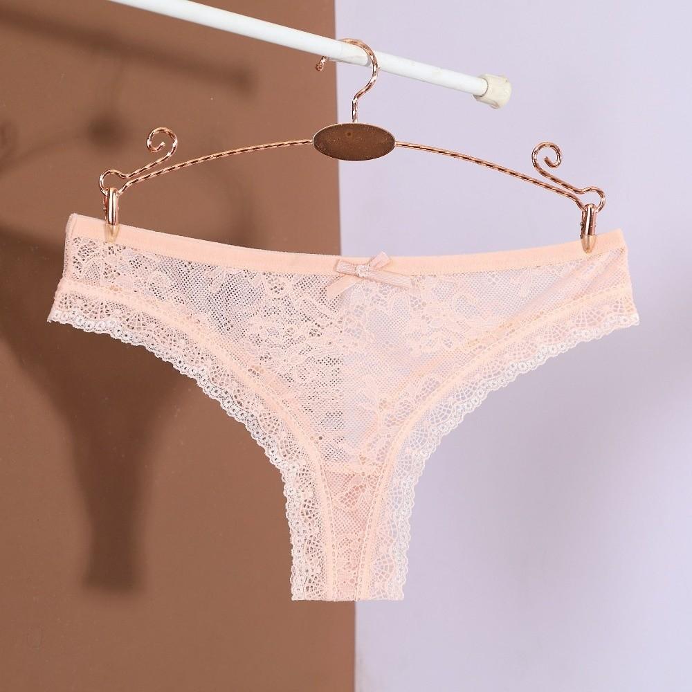 Bow Flower Mesh Sheer Lace Thong Transparent One-piece Mesh Briefs Women Low Waist Hollow Romantic T Panties Ladies Girls Gift