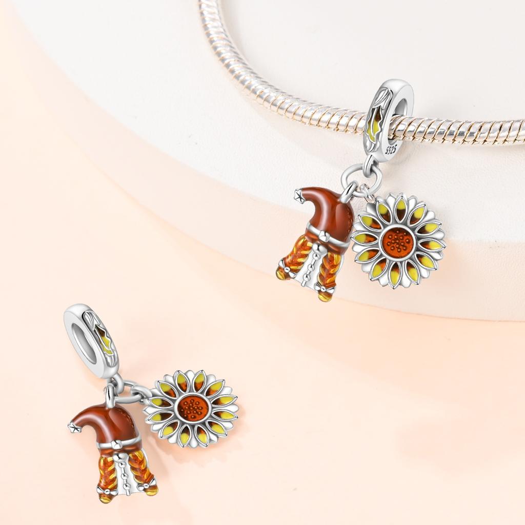 Charms Healing Yellow Sunshine Sunflower Natural Autumn Beads Fit 925 Charms Bracelet Beads Jewelry Gifts for Women