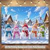 1 Piece of 2D Flat Background Fabric a Banner Featuring Five Happy Snowmen In a Snowy Scene Suitable for Room decorationZL