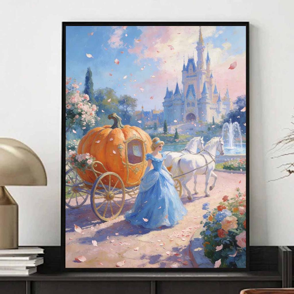 Disney Diamond Painting Art Set Cinderella's Carriage & Castle Handmade Cross Stitch DIY Diamond Art Home Bedroom Wall Decor Gift