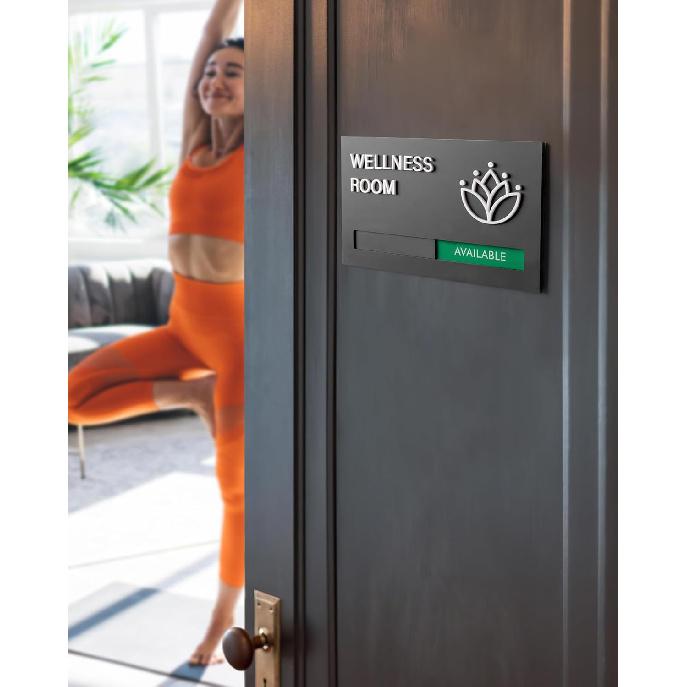 Conference Room Door Signs for Office, Meeting In Progress Door Sign, In Use Available Slider Indicator Tells Whether Room Vacant Or Occupied