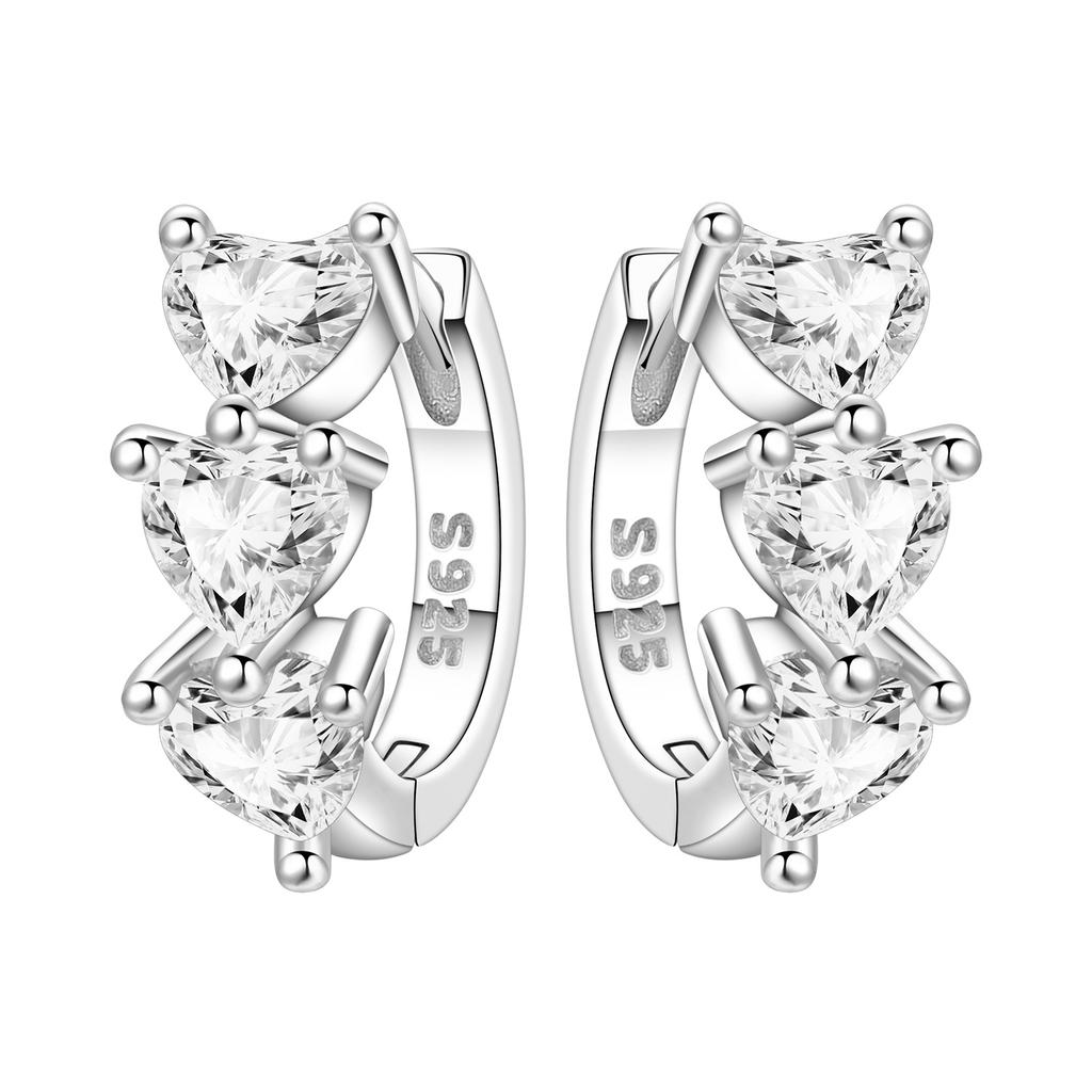 Orstarry S925 Silver Hoop Earrings Sparkling Blue Yellow Zircon Jewelry For Women Party Gifts