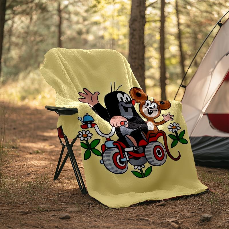 Krtek Theme Printed Blanket - Perfect for Couch, Bed, Travel & Outdoor Use | Machine Washable, Cozy & Durable.