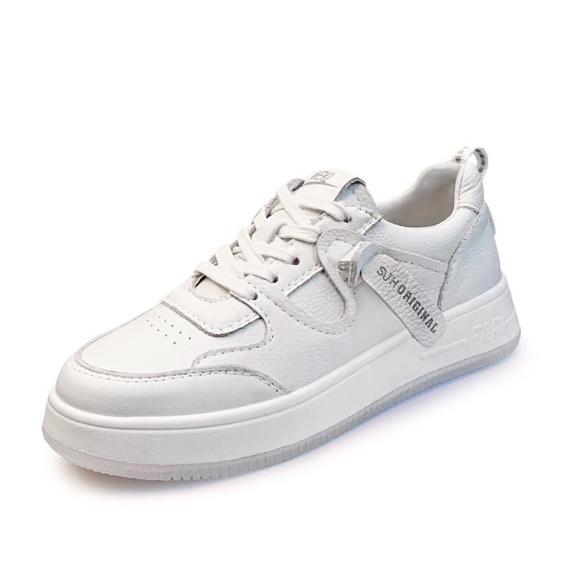 Leather White Shoes Women's Autumn New All-Match Slim-Fit Women's Casual Platform Sports Board Shoes