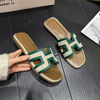 Обувь для улицы на плоской подошве, однотонные крутые тапочки, женские, лето 2025, новинка, для путешествий и отпуска, цветные пляжные тапочки, экспортные тапочки