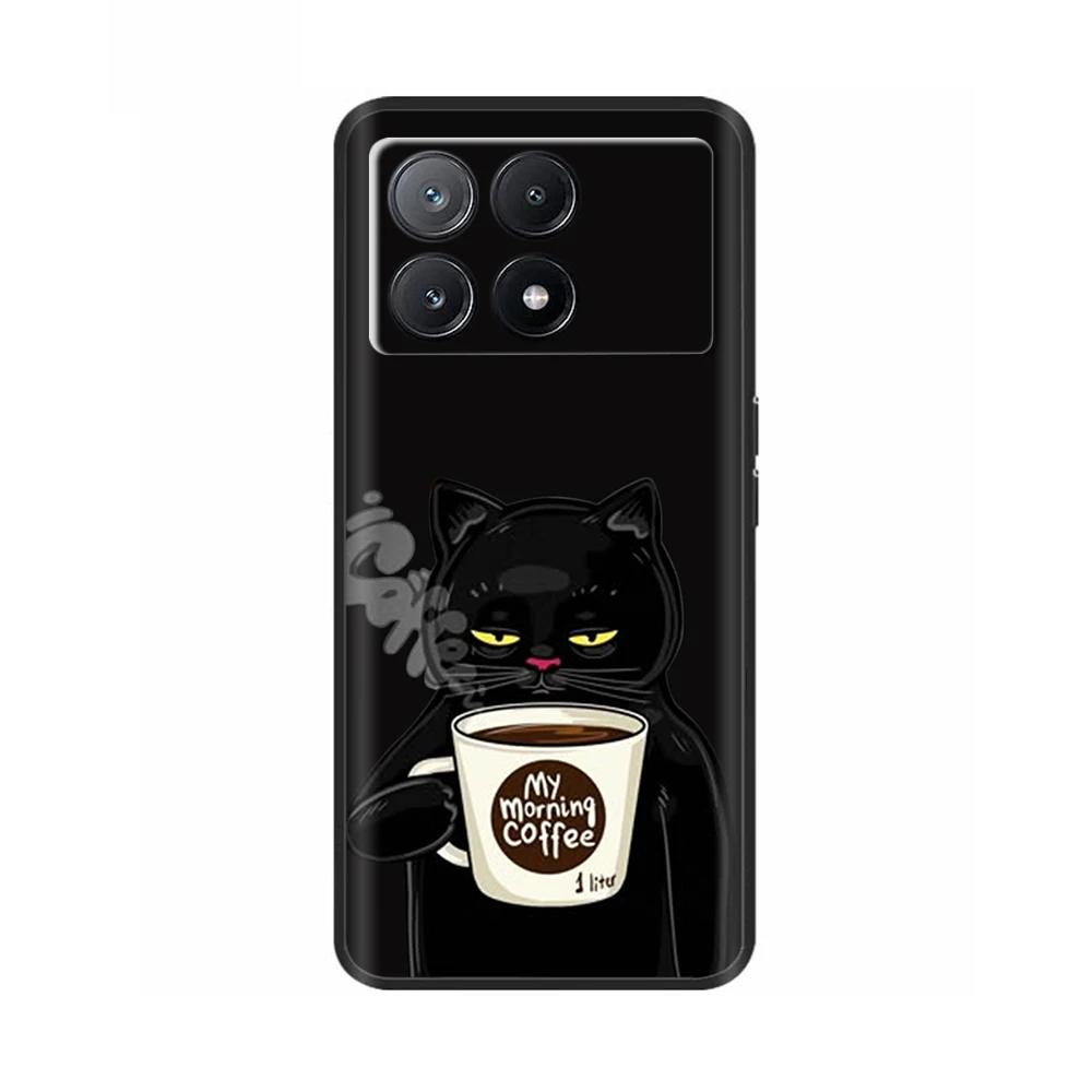 Чехол для Poco X6 Чехол для телефона Милый кот Coque Обложка для Xiaomi Poco X6 Pro Poco X 6 Pro X6Pro Pocox6 Pro 5G Жидкие силиконовые чехлы