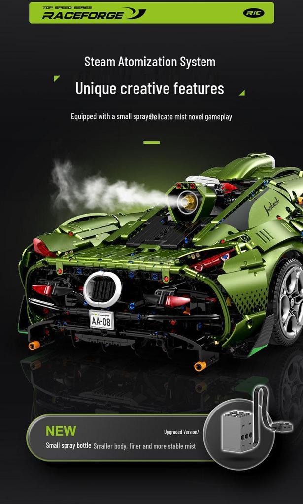 Строительные блоки Gu Li 10628 Mamba Green Koenigsegg Sports Car, совместимые с Lego