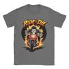Унисекс Футболка Ride or Die Огненный Череп Байкерская Забавная Хлопковые Футболки С Коротким Рукавом Футболка С Круглым Вырезом Одежда Подарок