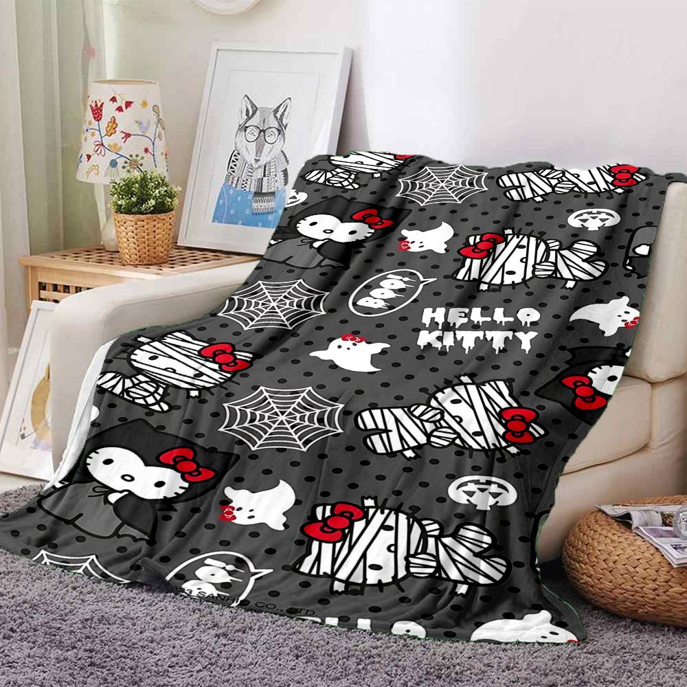 1 шт. Плед Хэллоуин Hello Kitty Легкий фланелевый плед для дивана, кровати, путешествий, кемпинга, гостиной, офиса, дивана, кресла