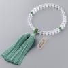 Buddhist altar shop Takita Shoten Киотские четки для женщин, настоящие хрустальные индийские нефритовые бусины 8 мм, чистый шелк, пучки с головками, в комплекте с мешочком для бусин