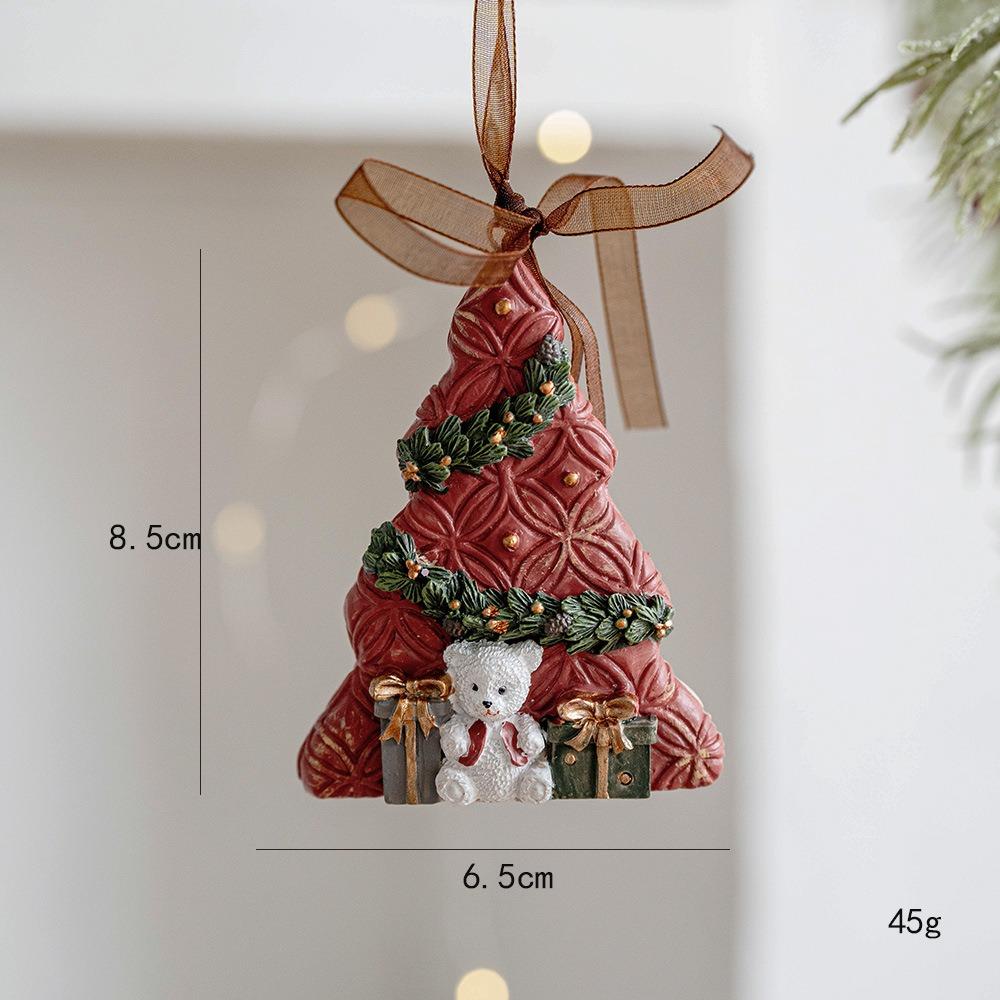 Resin Christmas Tree Decoration DIY Decor Painted Ornaments Christmas Resin Pendant New Year Party