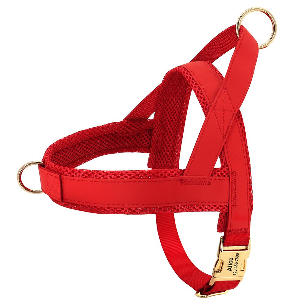 Personalized No Pull Dog Harness  Leather Dog Vest Harness Soft Mesh Padded Harnesses For Small Medium Large Dogs French Bulldog