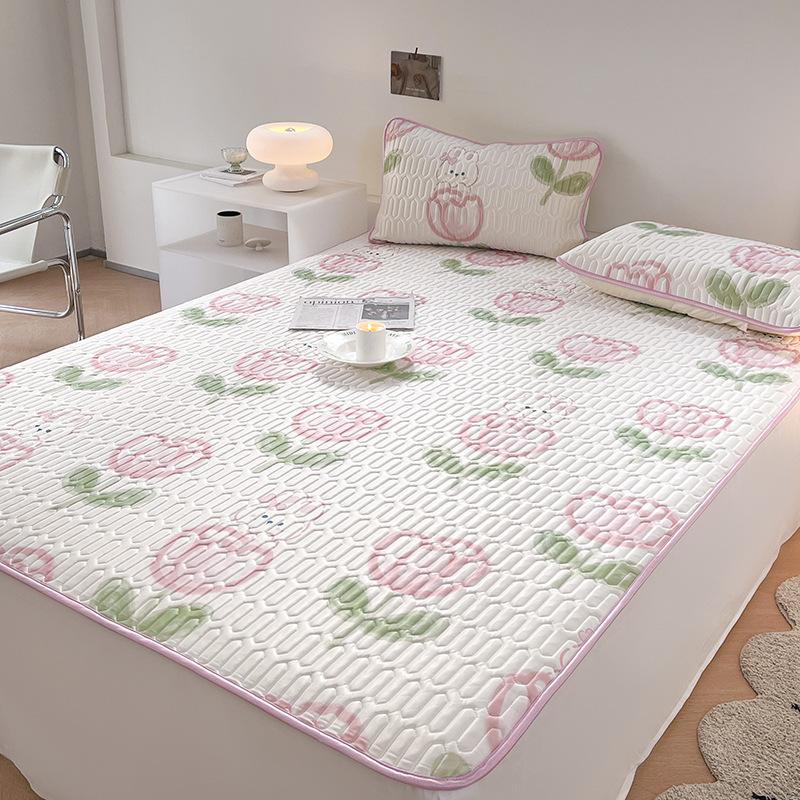 Тайский латексный летний коврик из трех предметов, летний коврик из ледяного шелка с принтом, моющийся, складной, прохладный коврик