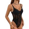 Women's Sexy Lace Transparent Deep V Jumpsuit Adjustable Spaghetti Strap Slimming Backless Bottoming Bodysuit
