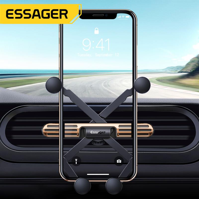 Автомобильный держатель для телефона Essager Gravity для iPhone, универсальный держатель для вентиляционного отверстия, зажим для мобильного телефона в автомобиле, мини-держатель-подставка