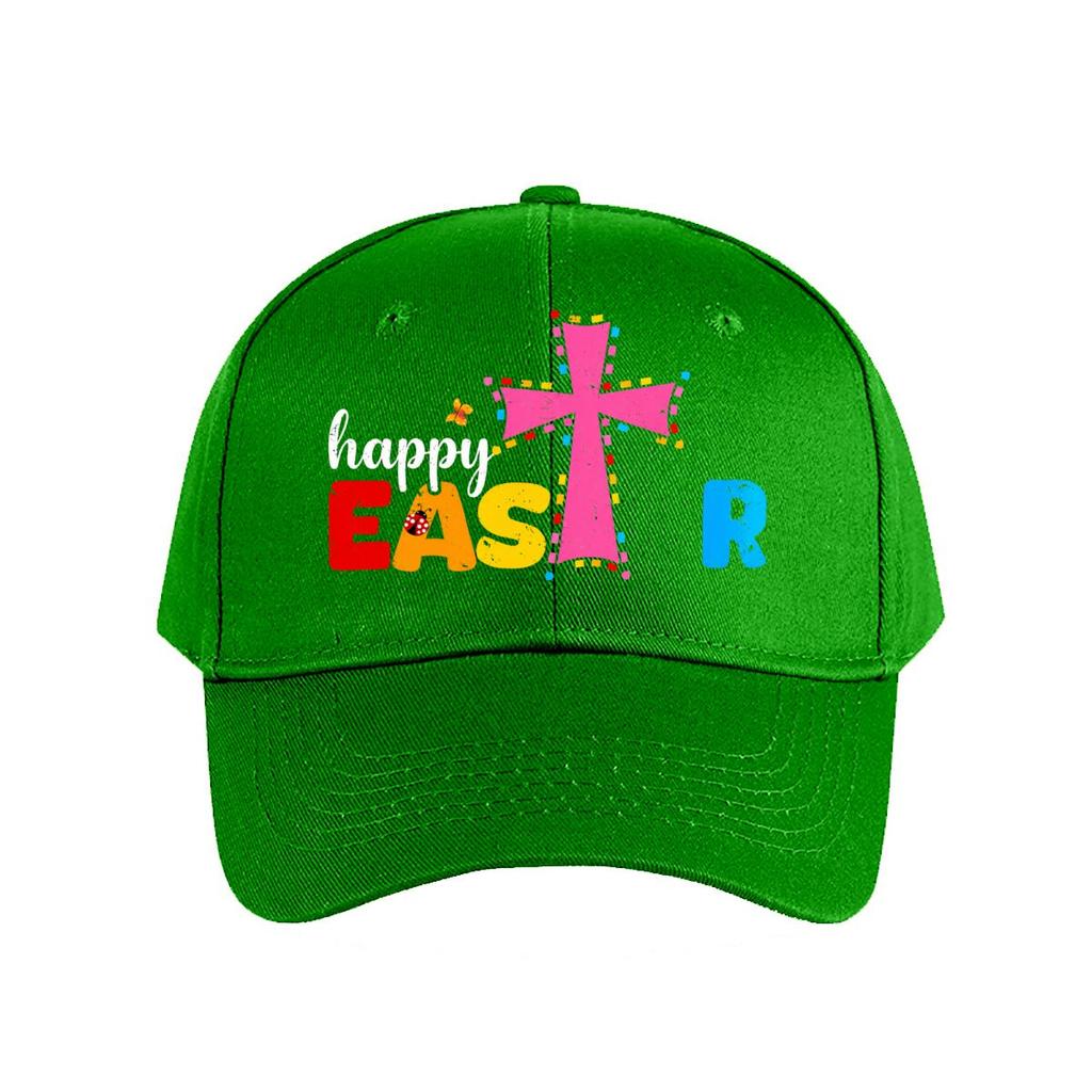 Happy Easter Colorful Cross Baseball Cap Fashion Unisex Sunhat Womens Outdoor Sports