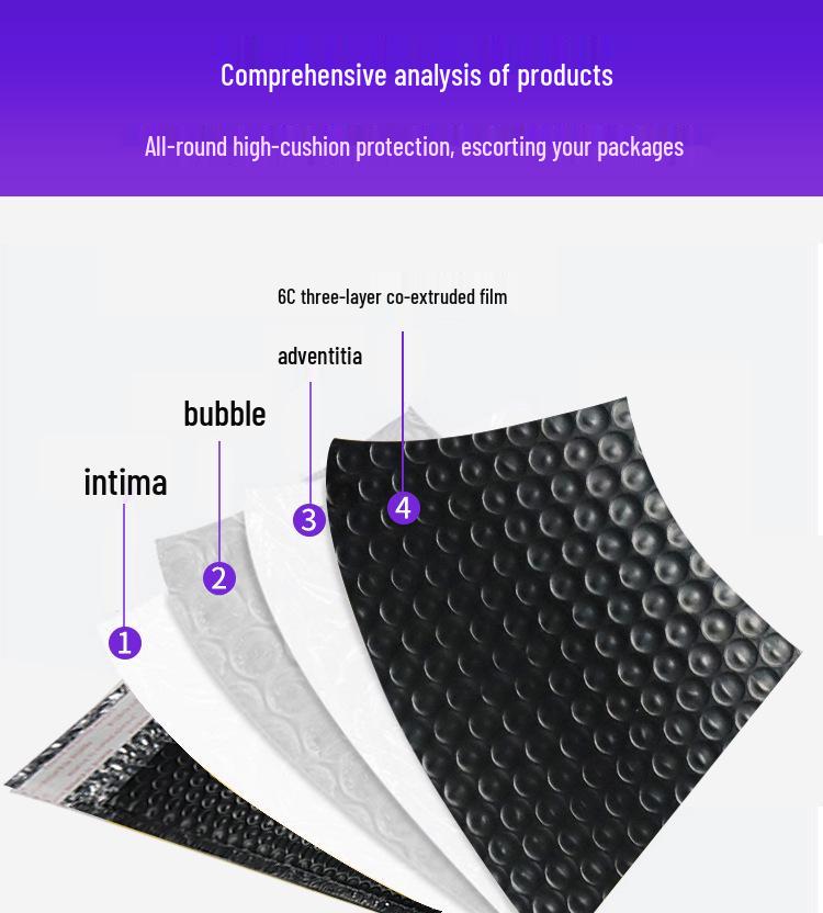 Черный соэкструдированный самоклеящийся пузырчатый конверт