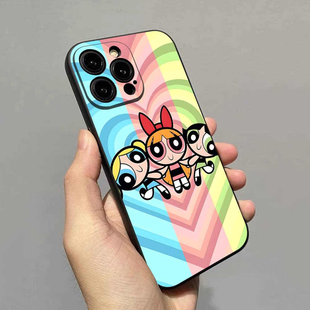 Мягкий чехол-накладка P-Powerpuff-GirlS для IPhone 17 16 Pro Max 15 12 11 16e 13 Mini 14 15 Plus