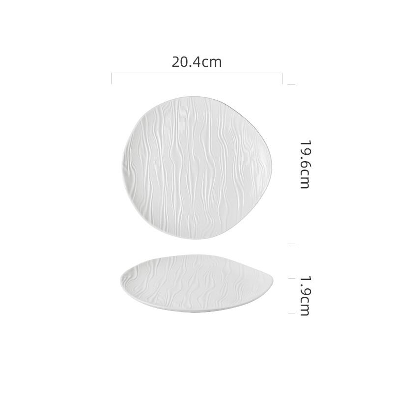 Керамическая мелкая тарелка с эффектом водной ряби, белая, нестандартная, салатная тарелка, тарелка для стейков, десертные тарелки, креативная посуда для ресторана