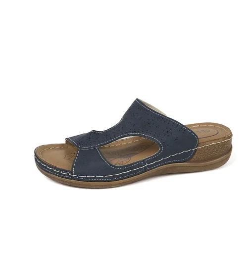 Летние женские тапочки на танкетке, новые ретро-ботинки с открытым носком и поддержкой свода стопы, ортопедические женские сандалии на платформе, повседневная пляжная обувь для отдыха на природе