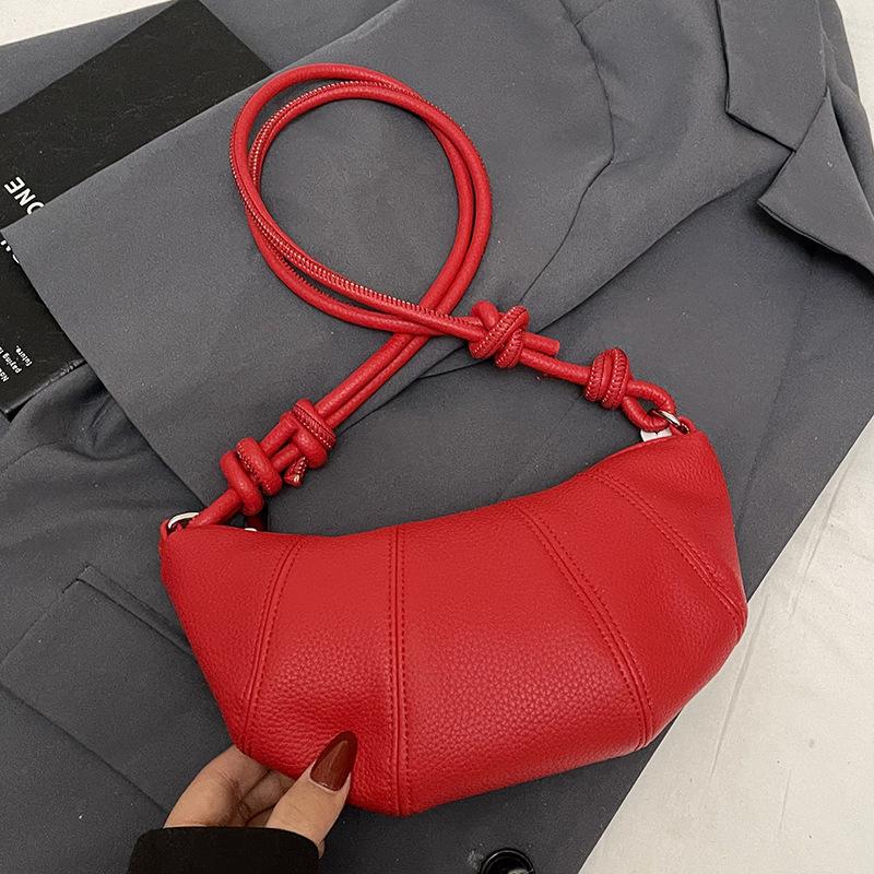 Spring and summer trend niche design simple croissant temperament versatile high-grade texture lychee pattern shoulder crossbody women's bag