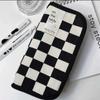 Black and White Checkerboard Pattern Pen Bag Simple Fashion Large Capacity Student Stationery Canvas Storage Pen Bag