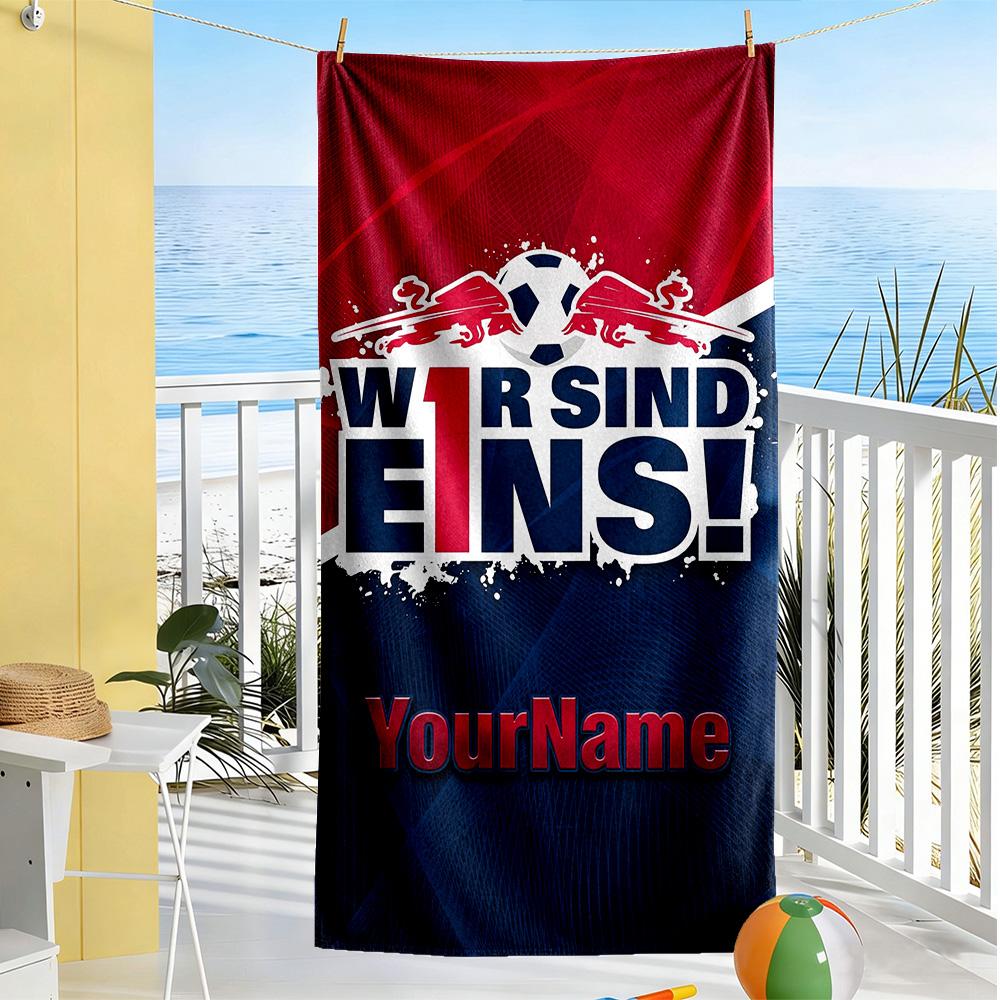 Rb Leipzig Customized Name Beach Towel Super Soft Microfiber Quickdry Fabric