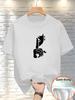 Mens Quick Dry Short Sleeve Tshirt Abstract Figure Print Minimalist White Silhouette Graphic Tee Breathable Summer Casualt124