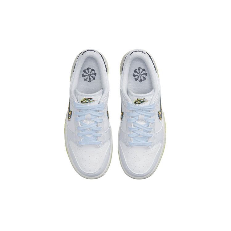 Nike Детские кроссовки Dunk Low GS 3D Swoosh белые чернено-синие Volt DV3478-100