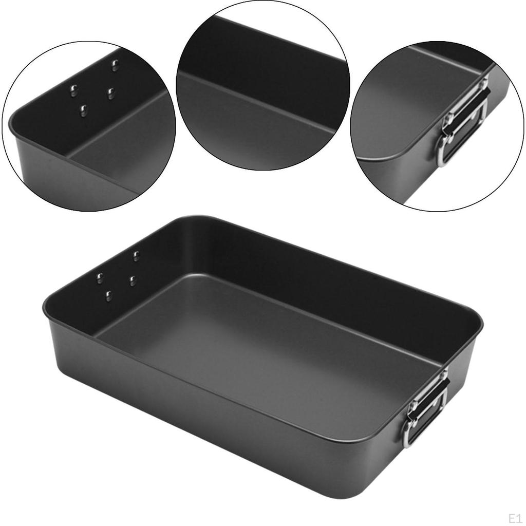 Прямоугольная форма для выпечки из углеродистой стали, противень для торта, легко поднимать, прочный, бинауральный, прямоугольный, для хлеба