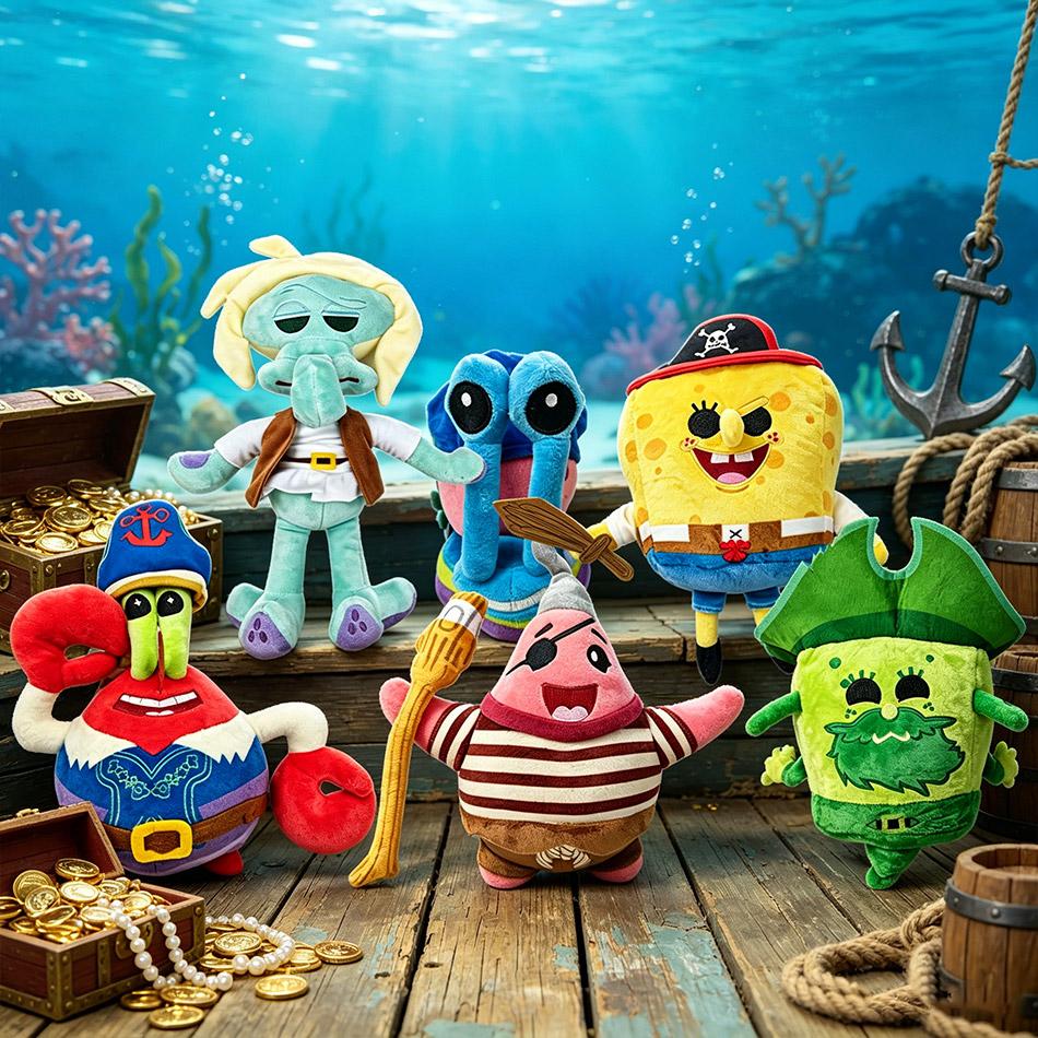 Cartoon Sea Sponge Starfish Crab Boss Snail Plush Toys Dolls Boys Birthday Gift