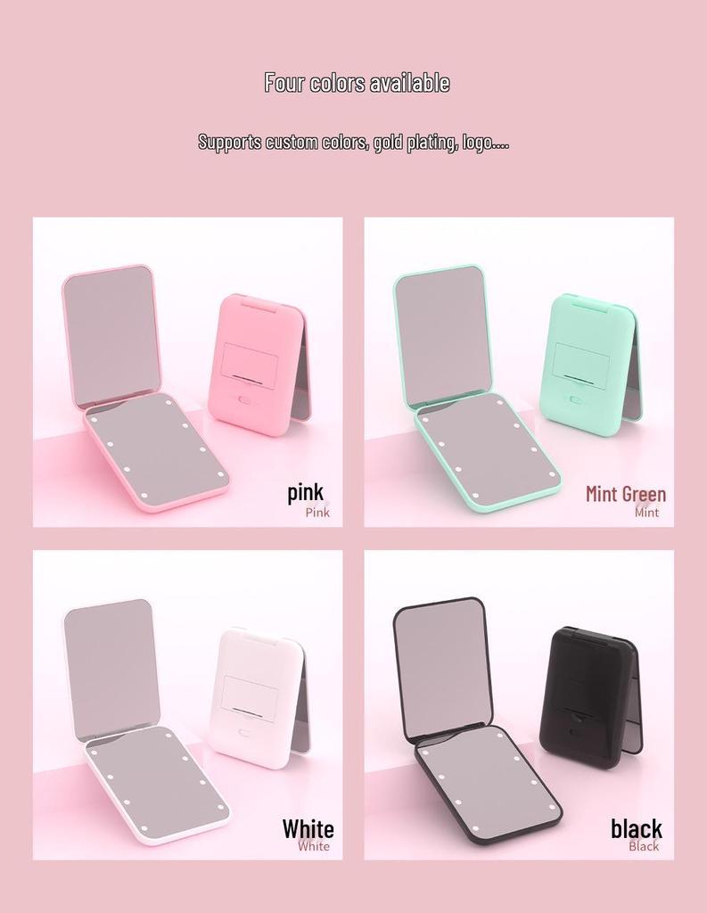 Портативное светодиодное зеркало для макияжа с 2-кратным увеличением - Ручное, складной дизайн